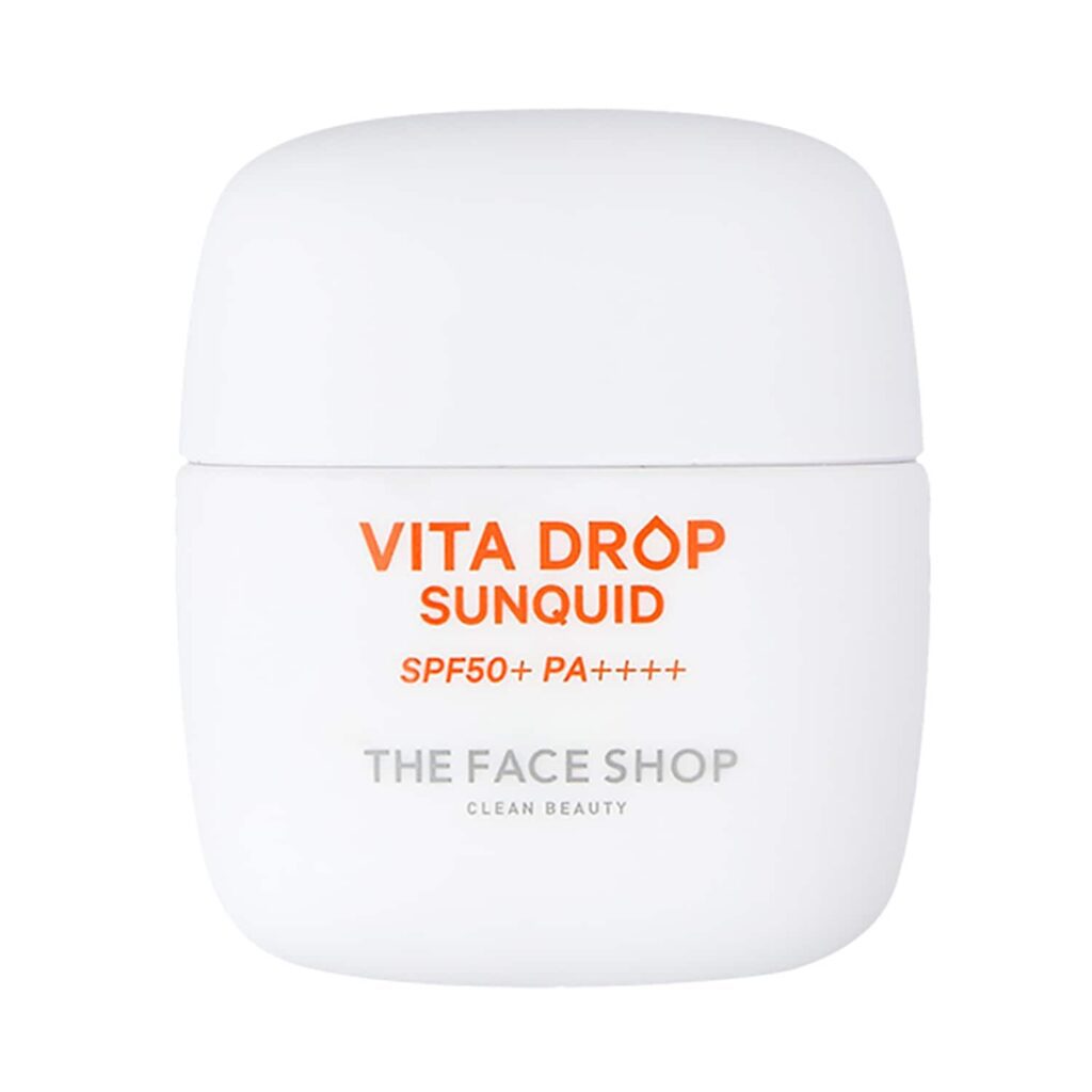 The Face Shop Vita Drop Sunquid SPF50+ PA++++, Korean Fluid Sunscreen, Vitamin C & Hyaluronic (50ml) - The Face Shop