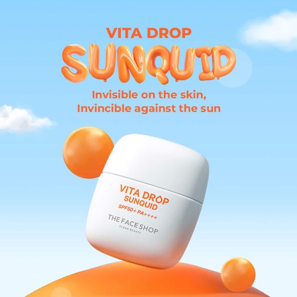 The Face Shop Vita Drop Sunquid SPF50+ PA++++, Korean Fluid Sunscreen, Vitamin C & Hyaluronic (50ml) - The Face Shop
