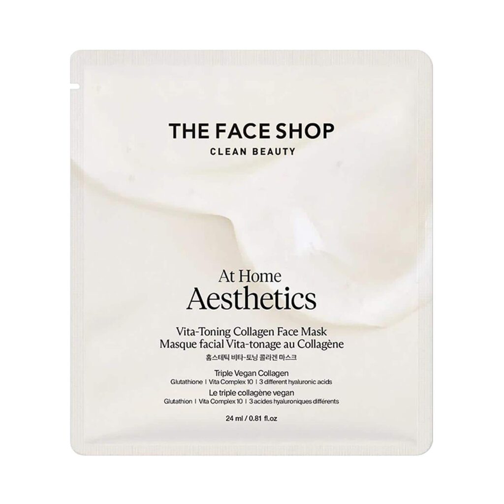 The Face Shop Vita-Toning Collagen Face Mask - Vegan Korean Hydro Gel Sheet with Vitamins (24 ml) - The Face Shop