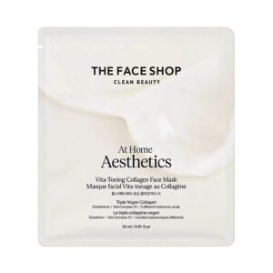 The Face Shop Vita-Toning Collagen Face Mask - Vegan Korean Hydro Gel Sheet with Vitamins (24 ml) - The Face Shop