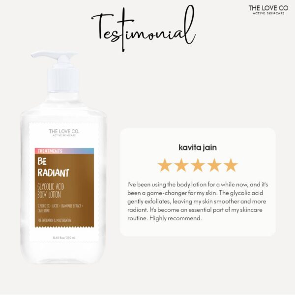THE LOVE CO. Be Radiant Glycolic Acid Body Lotion (250ml) - THE LOVE CO.
