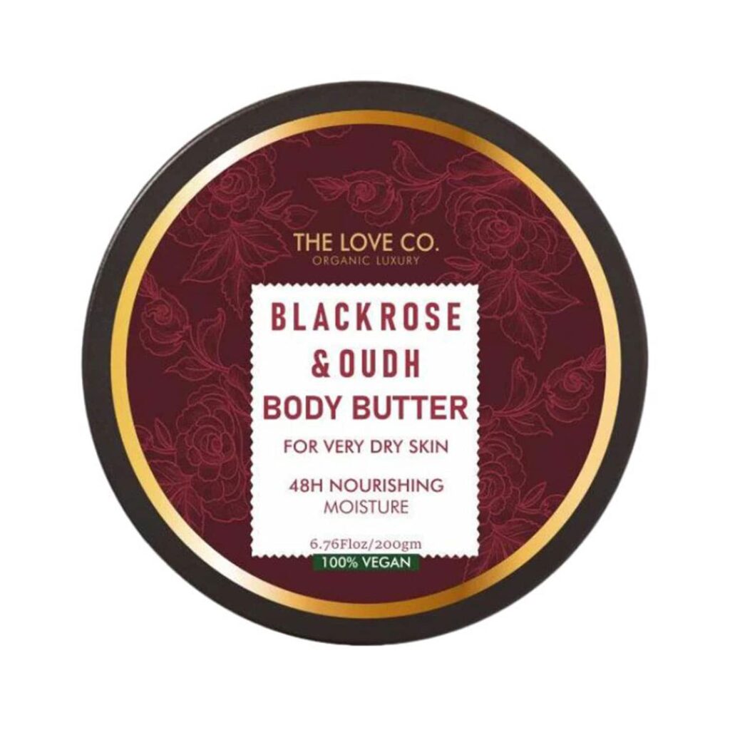 The Love Co. Black Rose & Oud Body Butter 48 Hour Intense Hydrating Shea Body Butter (200 g) - THE LOVE CO.