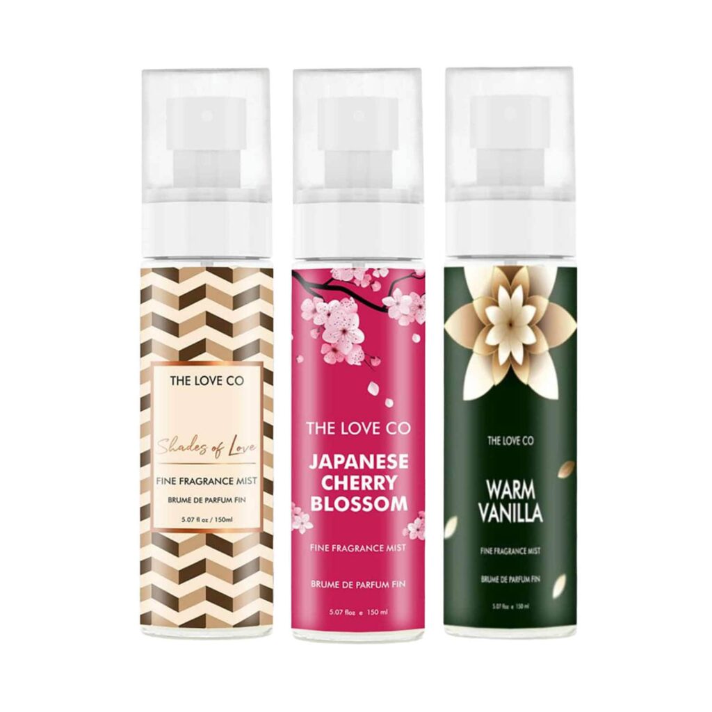 THE LOVE CO. Cherry Blossom + Vanilla + Shades of Love Body Mist Pack of 3 Combo - THE LOVE CO.