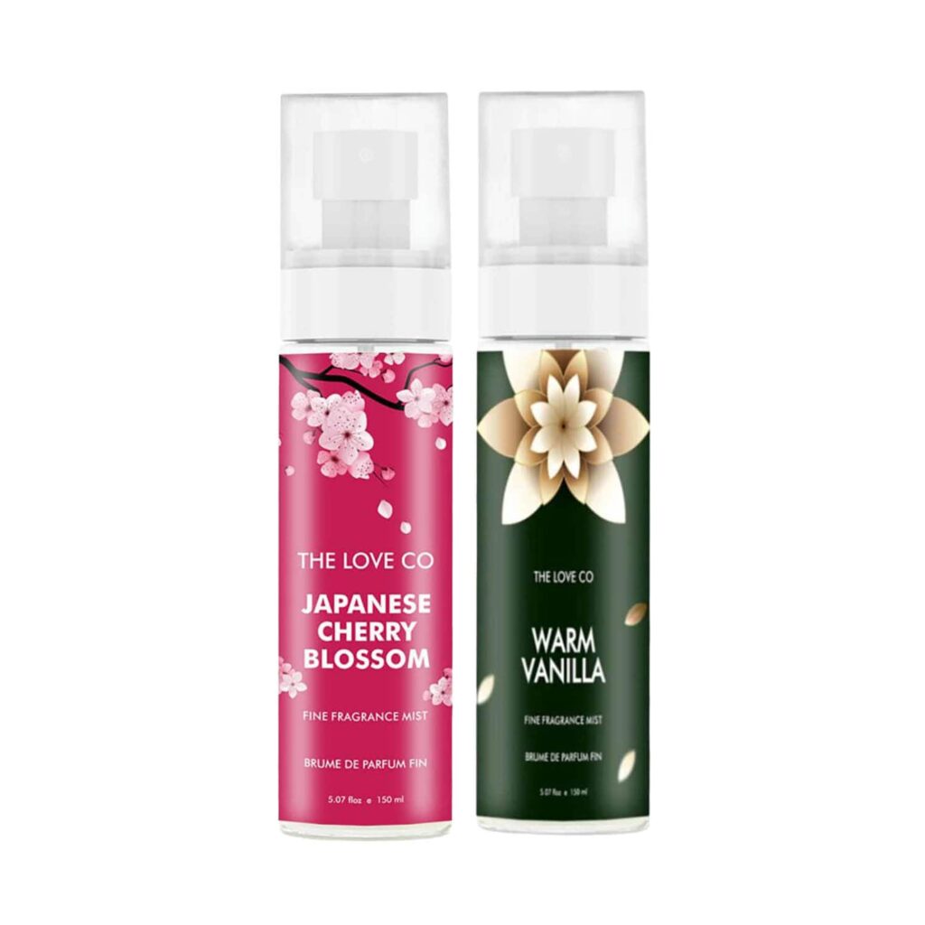 THE LOVE CO. Cherry Blossom + Warm Vanilla Body Mist Pack of 2 Combo - THE LOVE CO.