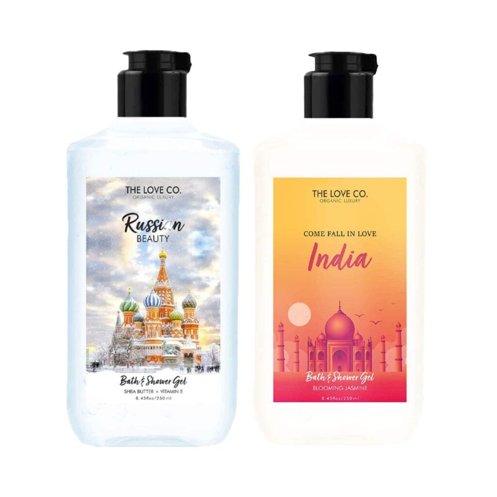 THE LOVE CO. Russian Beauty + India Shower Gel Pack of 2 Combo - THE LOVE CO.