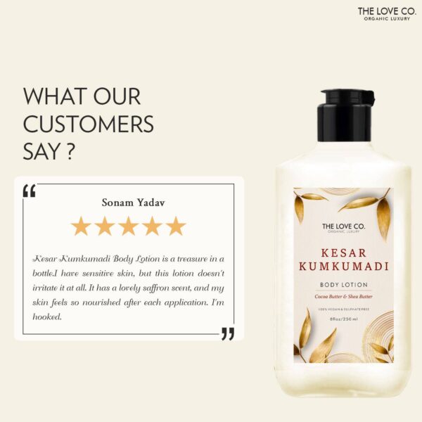 THE LOVE CO. Saffron & Kumkumadi Daily Nourishing Body Lotion (250ml) - THE LOVE CO.