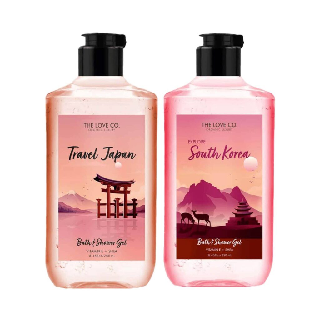 THE LOVE CO. Travel Japan + South Korea Shower Gel Pack of 2 Combo - THE LOVE CO.