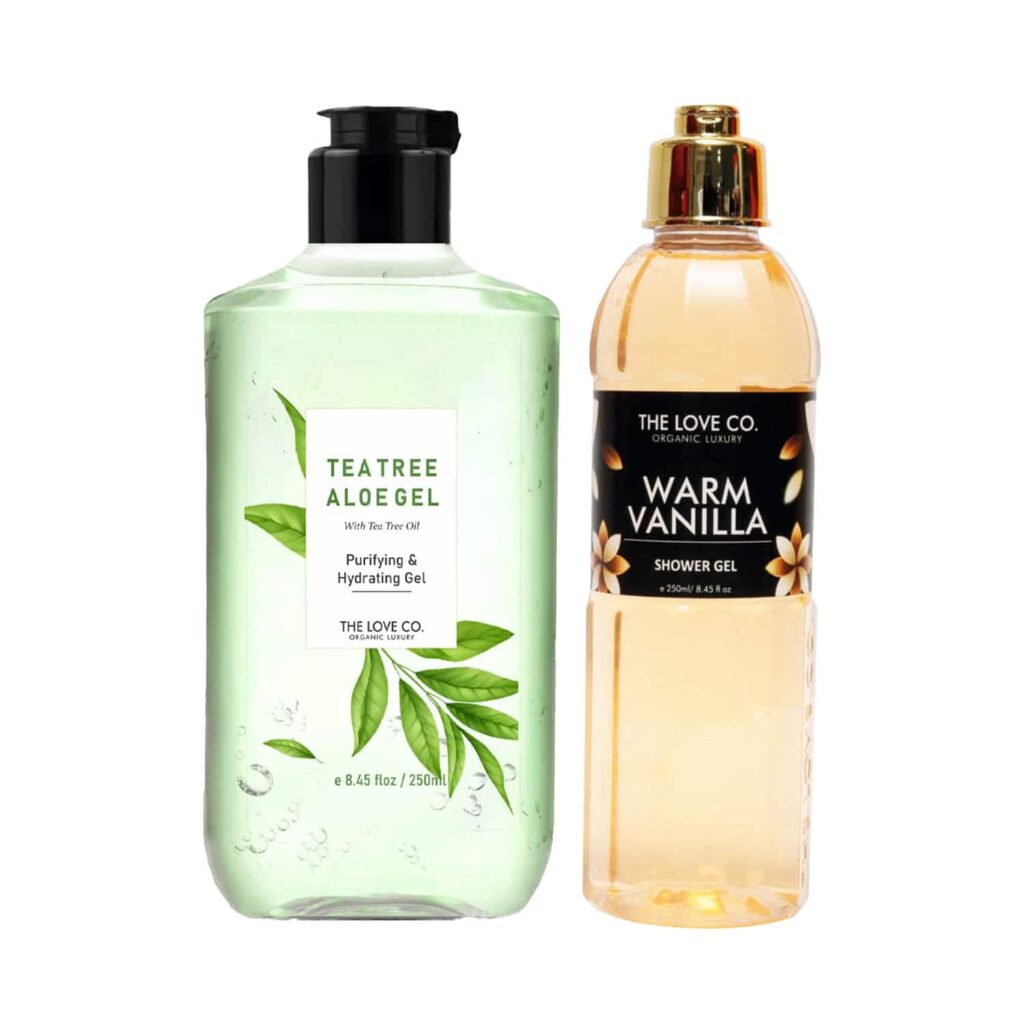 THE LOVE CO. Warm Vanilla Shower Gel + Tea Tree Gel Pack of 2 Combo - THE LOVE CO.