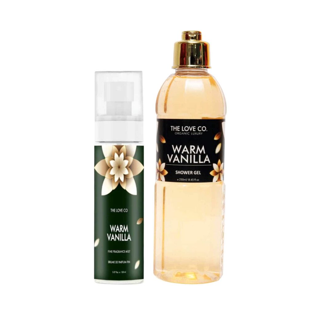 THE LOVE CO. Warm Vanilla Shower Gel + Vanilla Body Mist Pack of two Combo - THE LOVE CO.