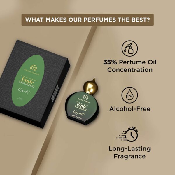 The Man Company 100% Alcohol-Free Attar Perfume For Men Qayadat Emir Collection (12 ml) - The Man Company
