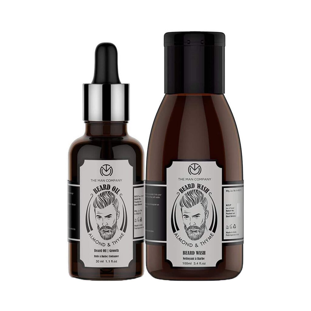 The Man Company Almond & Thyme Beard Oil + Beard Wash Combo (2 Pcs) - The Man Company