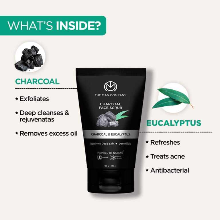 The Man Company Charcoal Lemongrass & Eucalyptus Exfoliating Face Scrub (100g) - The Man Company