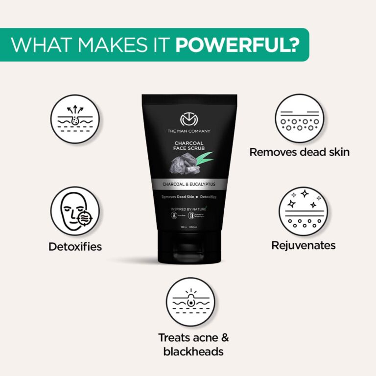 The Man Company Charcoal Lemongrass & Eucalyptus Exfoliating Face Scrub (100g) - The Man Company