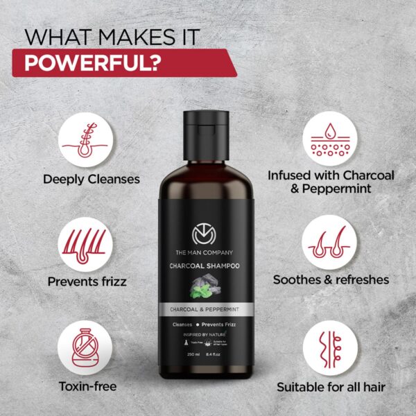 The Man Company Charcoal Peppermint & Clove Shampoo (250ml) - The Man Company