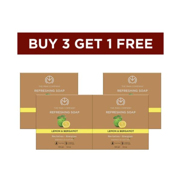 The Man Company Lemon & Bergamot Refreshing Soap Buy 3 Get 1 Free (4Pcs) - The Man Company