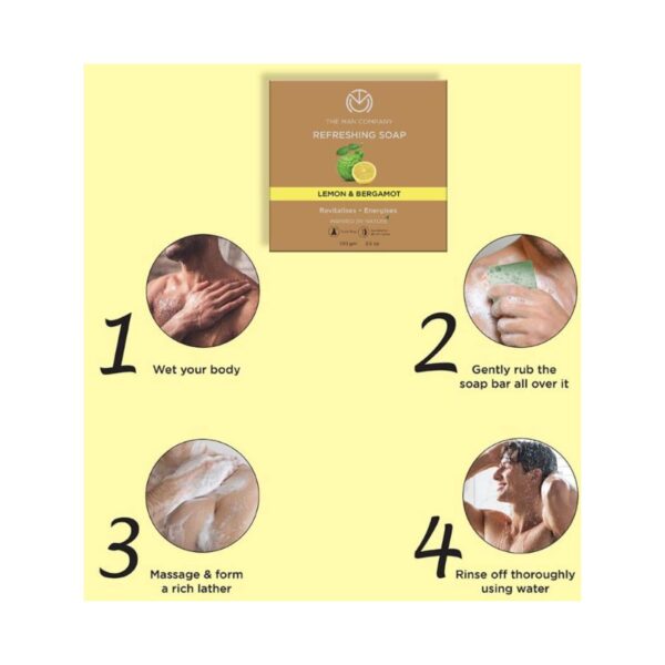 The Man Company Lemon & Bergamot Refreshing Soap Buy 3 Get 1 Free (4Pcs) - The Man Company