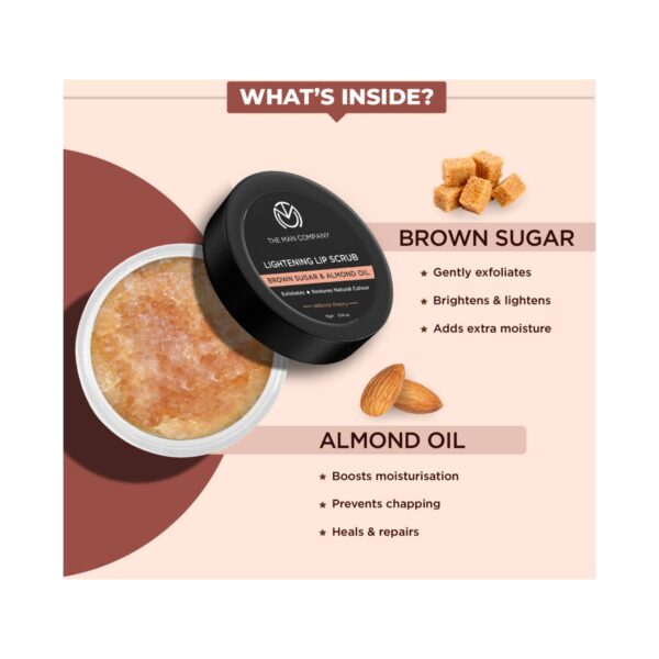 The Man Company Lightening Lip Scrub Balm With Brown Sugar & Almond Oil (10g) - The Man Company
