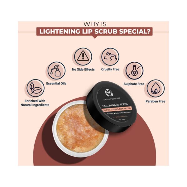 The Man Company Lightening Lip Scrub Balm With Brown Sugar & Almond Oil (10g) - The Man Company