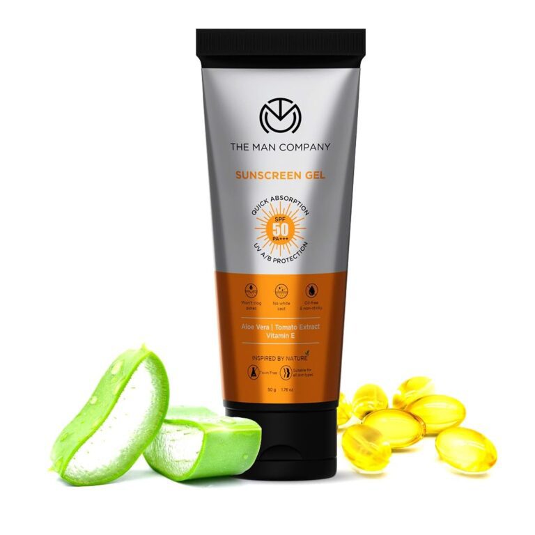 The Man Company Oil-Free Sunscreen SPF50 PA+++ For Men- 50gm | Sunscreen Gel for Oily, Combination & Normal Skin | Broad Spectrum UV A/B Protection | No White Cast | Non-Greasy...