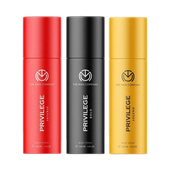 The Man Company Privilege Intense, Legend & Bold Body Spray Pack of 3 Combo - (150 ml x 3) - The Man Company