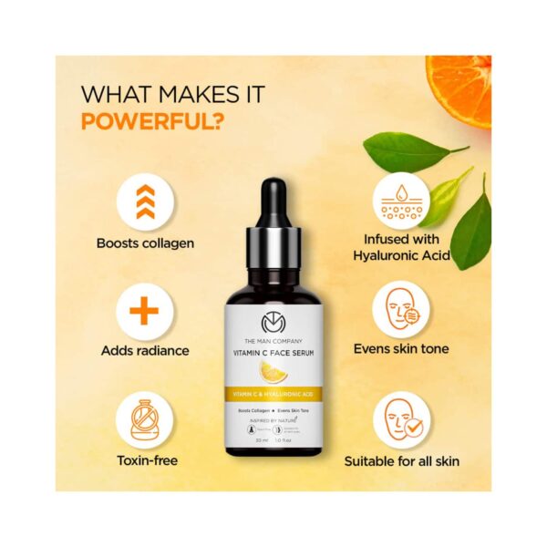 The Man Company Vitamin C Face Serum & Charcoal Deep Cleanshing Nose Strips Combo - The Man Company