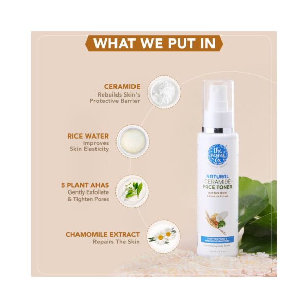 the moms co. Face Toner with Rice, Replenishes Moisture (100ml) & Rich Under Eye Cream (15g) Combo - the moms co.