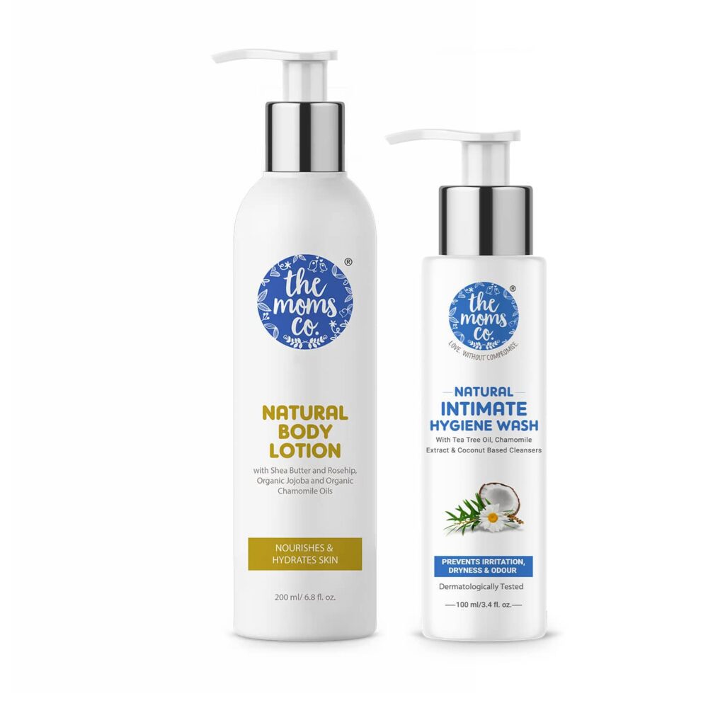 the moms co. Natural Ph Balanced Intimate Hygiene Wash & Natural Body Lotion Combo - the moms co.