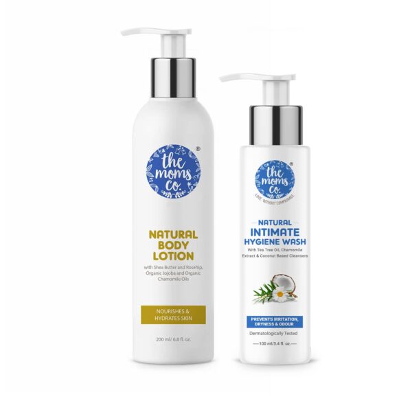 the moms co. Natural Ph Balanced Intimate Hygiene Wash & Natural Body Lotion Combo - the moms co.