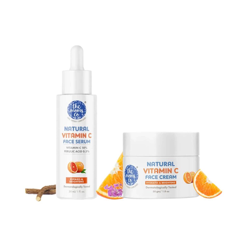 the moms co. Natural Vitamin C Face Cream (50g) & Natural Vitamin C Face Serum (30 ml) Combo - the moms co.