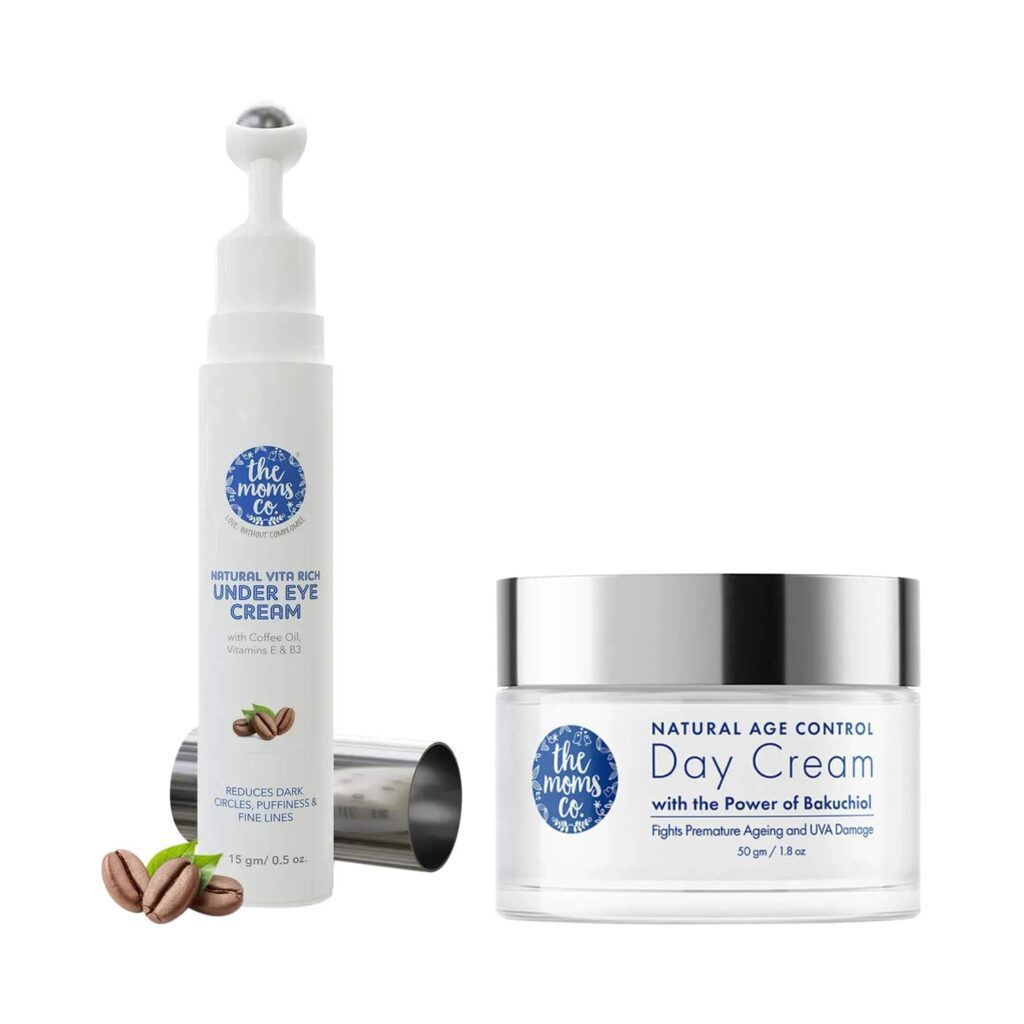 the moms co. Vita Rich Under Eye Cream with Coffee Oil & Natural Age Control Day Cream (50g) Combo - the moms co.