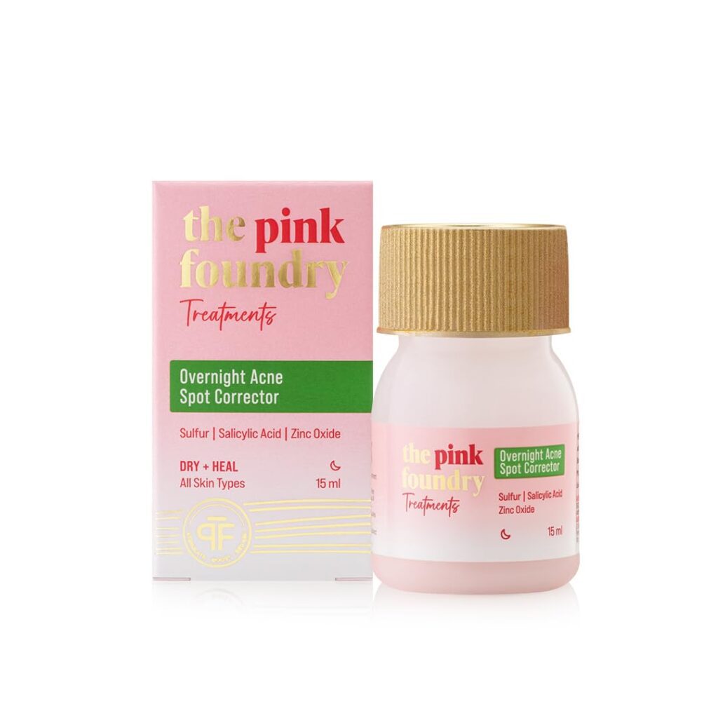 The Pink Foundry Acne Spot Corrector with Salicylic Acid & Sulfur for Active Acne, Blackheads & Whiteheads | Reduce pimple with overnight use | All Skin Types | Dermatologically...