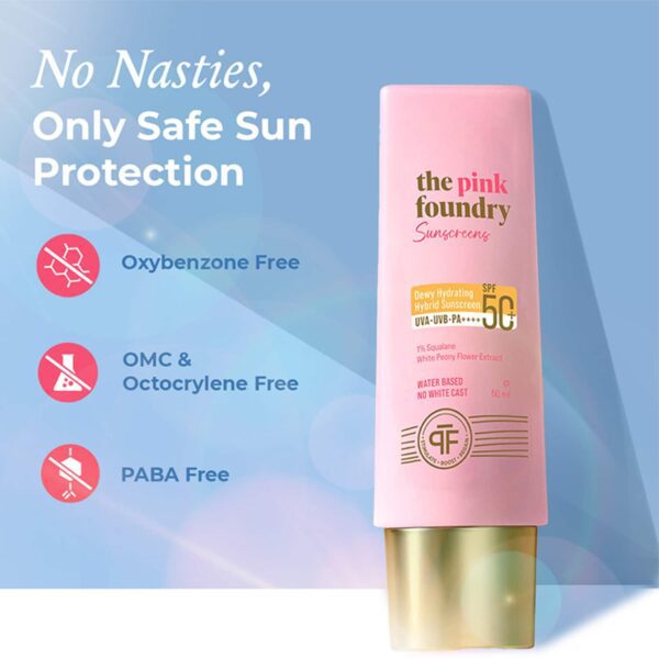 The Pink Foundry Dewy Hydrating Hybrid Sunscreen with 1% Squalene SPF 50+ UVA UVB PA++++ (50 g) - The Pink Foundry