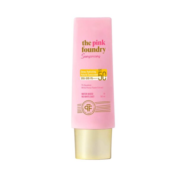 The Pink Foundry Dewy Hydrating Hybrid Sunscreen with 1% Squalene SPF 50+ UVA UVB PA++++ (50 g) - The Pink Foundry