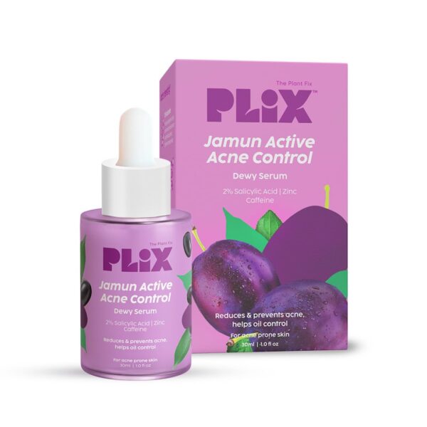The Plant Fix Plix 2% Salicylic Acid Jamun Active Acne Control Dewy Serum 30 ml for Active Acne & Dark Spot Reduction with Caffeine for Breakout Control (Pack of 1)