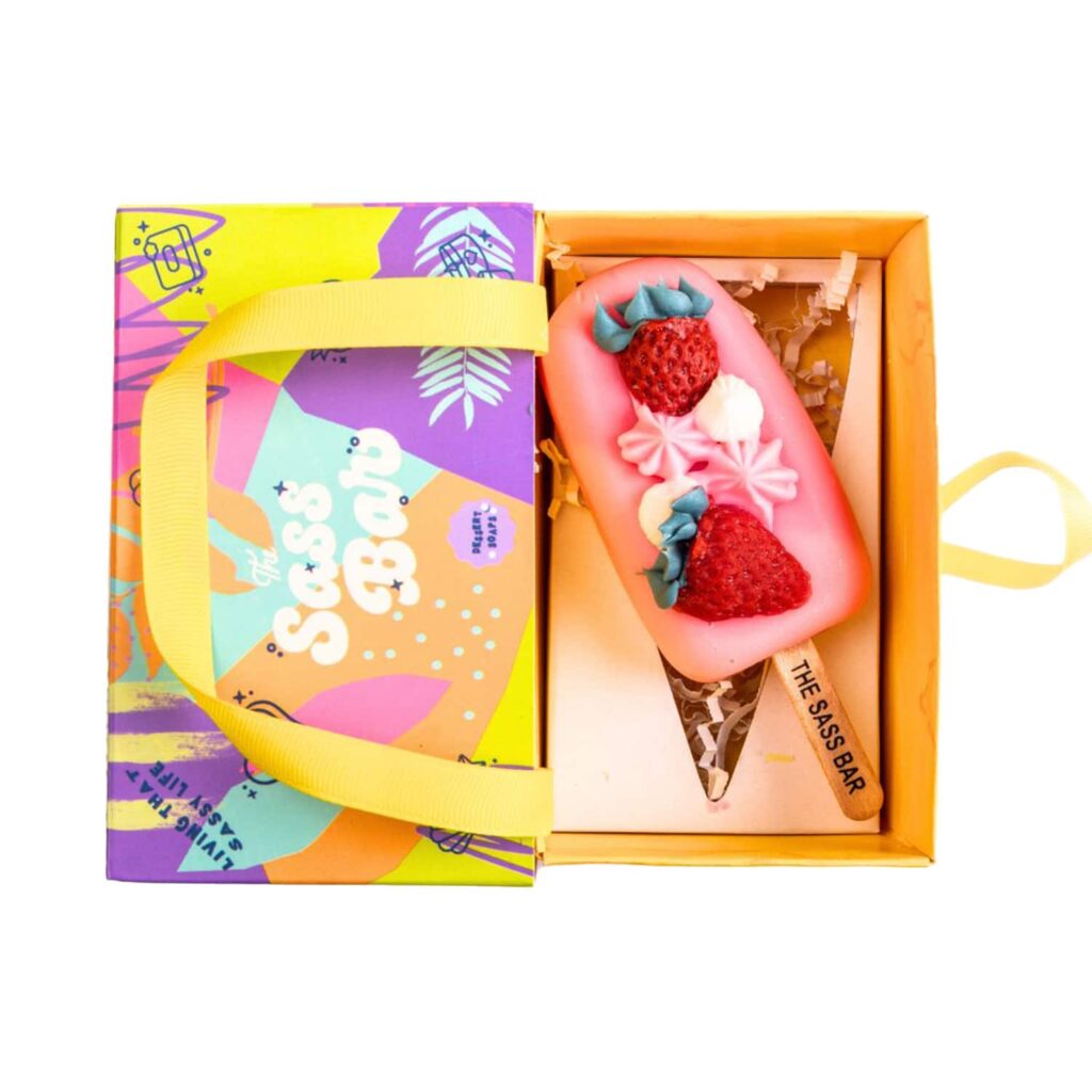 The Sass Bar Strawberries N' Cream Popsicle Soap (100 g) - The Sass Bar