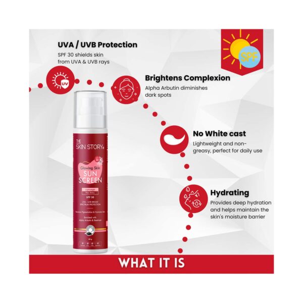 The Skin Story Glowing Skin Sunscreen With SPF 30 PA++ (40 g) - The Skin Story
