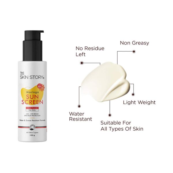 The Skin Story Moringa Oil Sunscreen SPF 50+ (100g) - The Skin Story