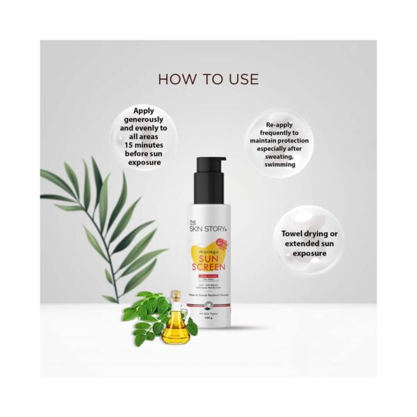 The Skin Story Moringa Oil Sunscreen SPF 50+ (100g) - The Skin Story