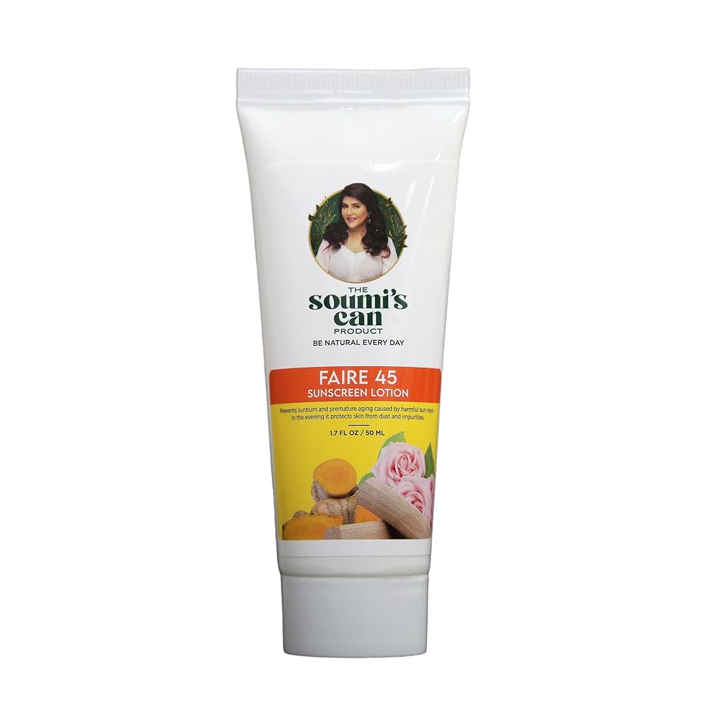 THE SOUMI'S CAN PRODUCT Faire 45 Sunscreen Lotion | With Haldi, Sandalwood & Rose Petal Extracts | Broad Spectrum UVA & UVB Protection | Prevents Sunburn, Premature Aging & Sun...