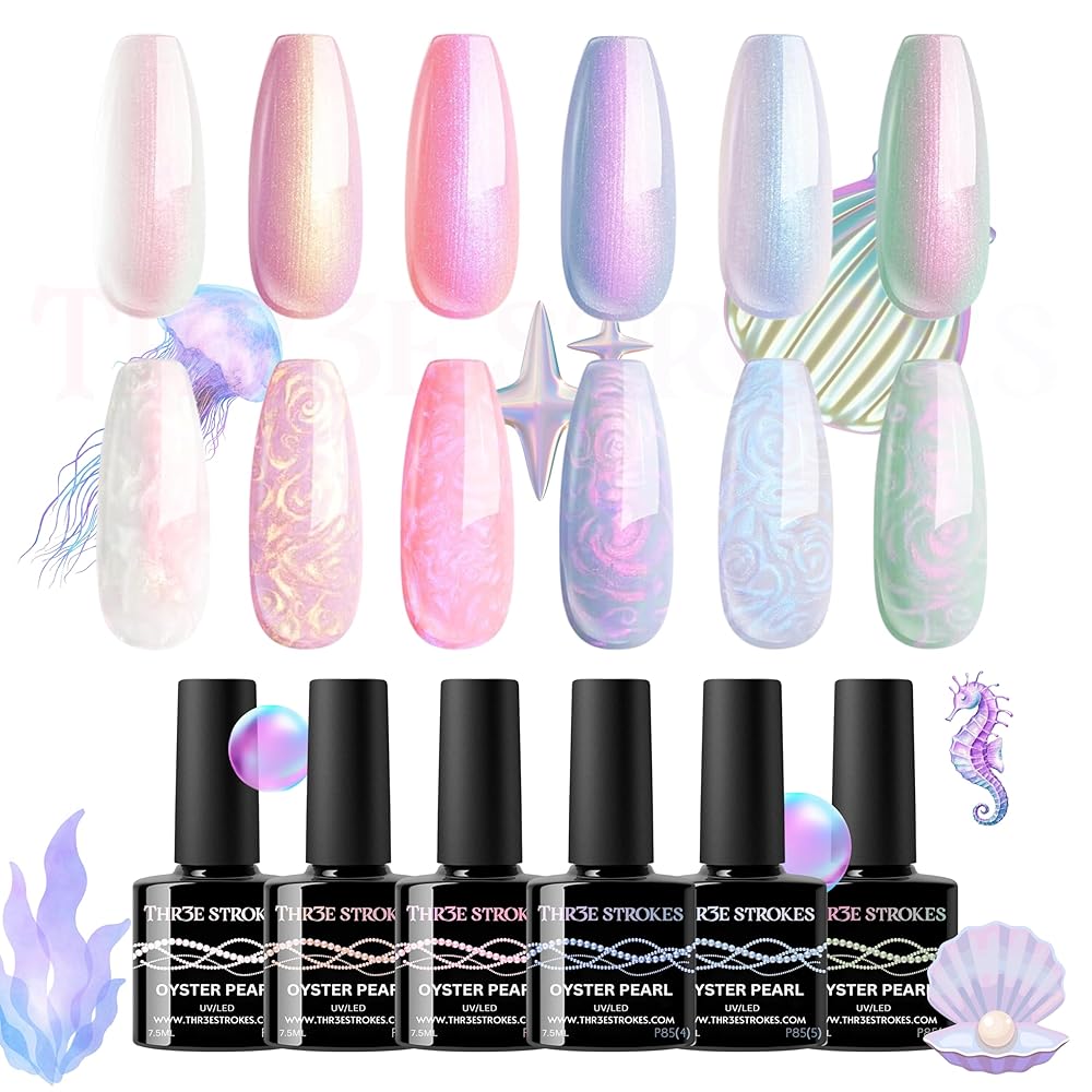 THR3E STROKES Gel Nail Polish 9D Cat Eye Gel Nail Polish, Magnetic Cat Eye Gel Polish Set, 7ml*6 with , Classic Colors Chameleon Magic Galaxy Effect Soak off Nail Art, Sparkle...