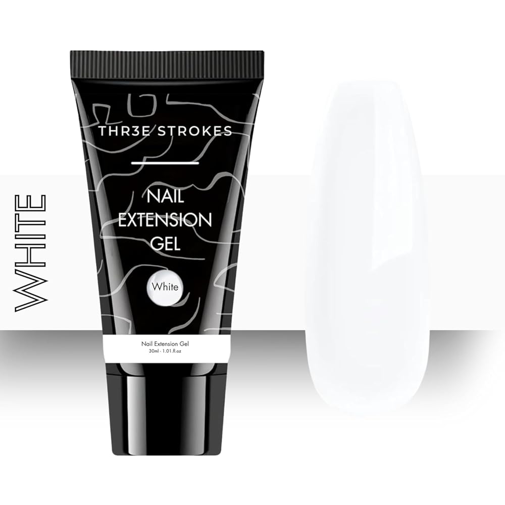 THR3E STROKES PolyGel Quick Upgrade Kit, 30ML Builder Gel, Extension Gel for Trendy Art Design, Easy DIY at Home (2 WHITE) (UV/LED LAMP REQUIRED)
