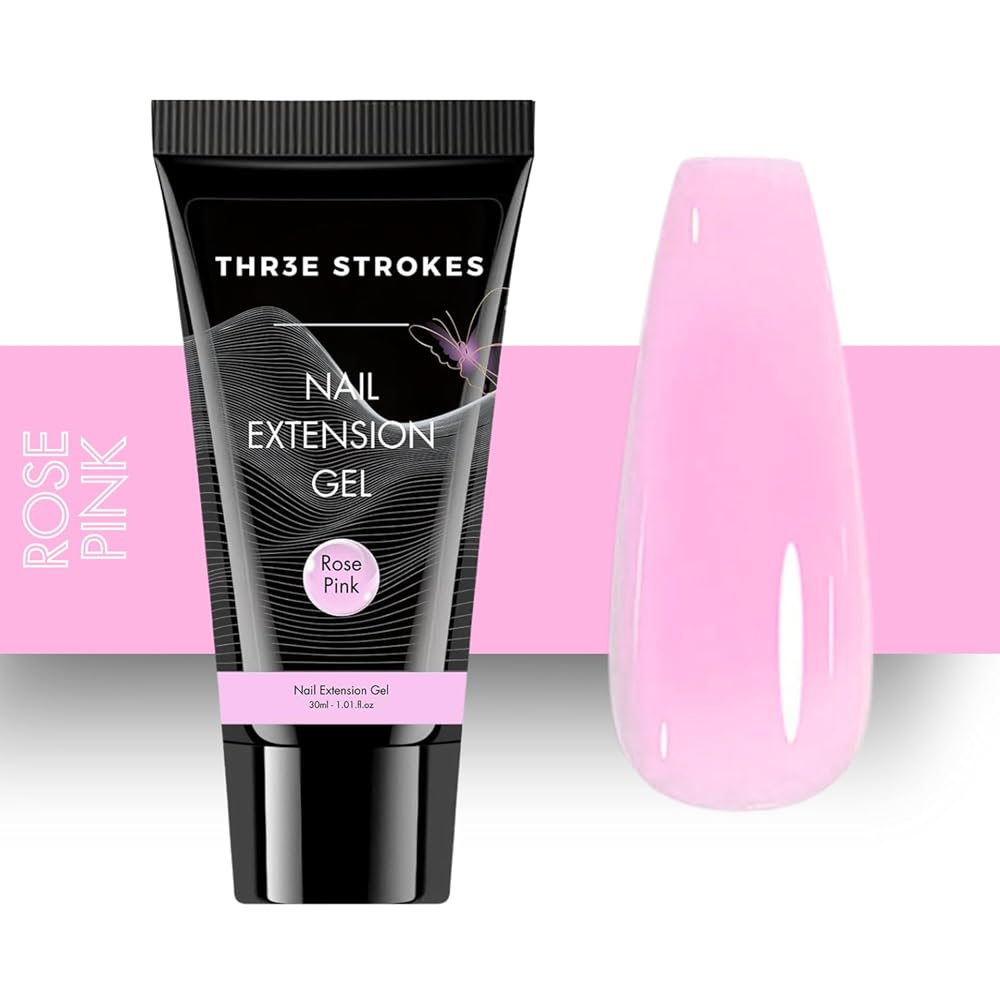 THR3E STROKES PolyGel Quick Upgrade Poly Gel Kits,30ML Polygel Nail Kit Builder Gel,Nail Extension Gel Trendy Nail Art Design Salon Nail Easy DIY at Home (5 ROSE PINK) (UV/LED...