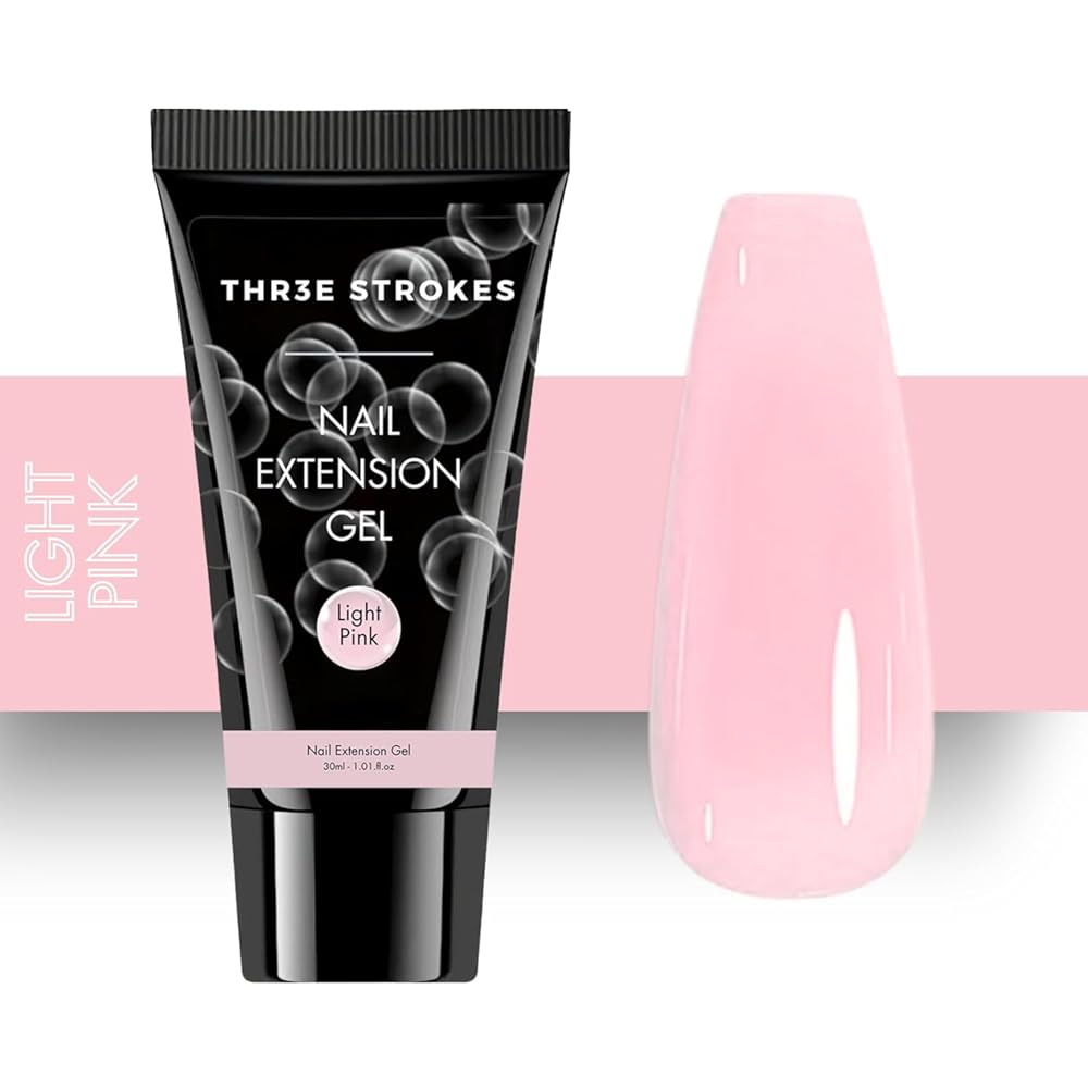 THR3E STROKES PolyGel Quick Upgrade Poly Gel Kits,30ML Polygel Nail Kit Builder Gel,Nail Extension Gel Trendy Nail Art Design Salon Nail Easy DIY at Home (7 LIGHT PINK) (UV/LED...