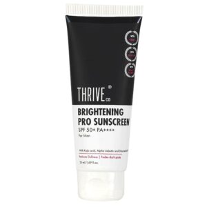 ThriveCo Brightening Pro Sunscreen for Men | SPF 50+ Pa++++ | Zero White Cast | Kojic acid, Vitamin C & Diacnemide™ | Non-sticky & Anti-Ageing | Boosts Collagen, Fades Dark...