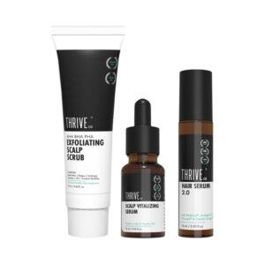 ThriveCo Triple Action Hair Health Kit With Scalp Serum, Scrub & Hair Serum 2.0 Roll On (3 pcs) - Thriveco