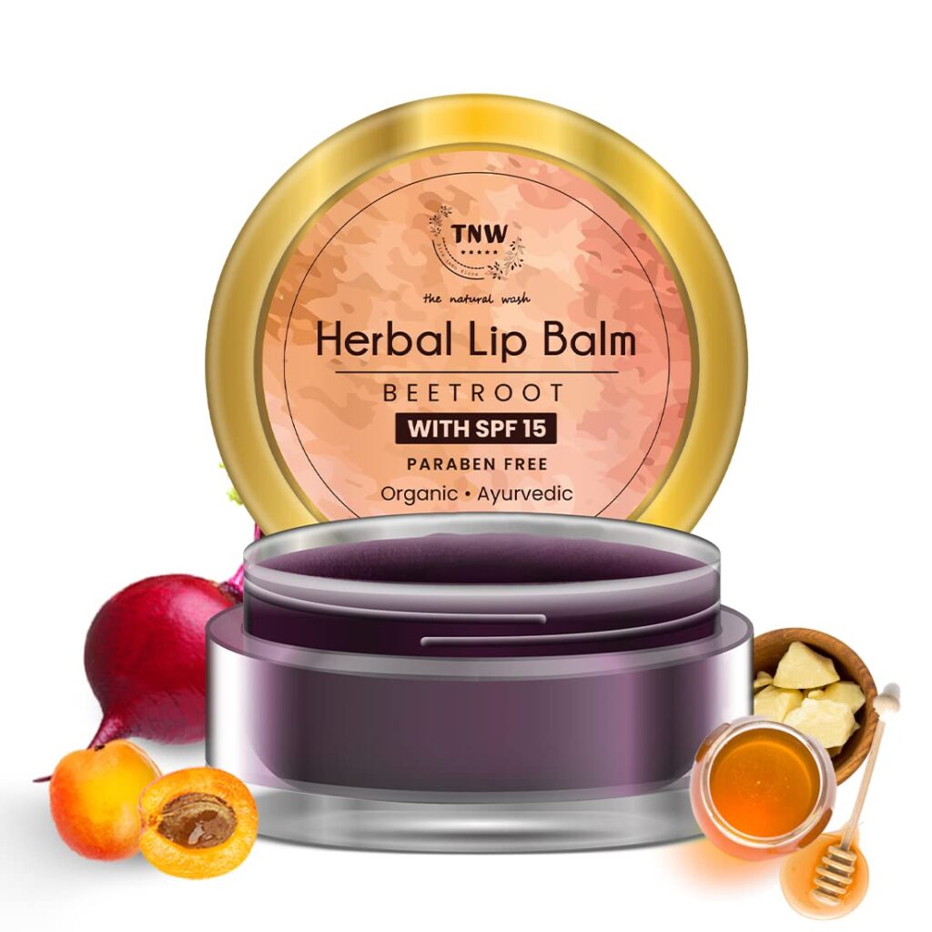 TNW-THE NATURAL WASH Herbal Beetroot Lip Balm For Dry Damaged and Chapped Lip - 5gm | Enriched with Cocoa Butter, Shea Butter & Essential Oils | Lip Balm with SPF 15 | For...