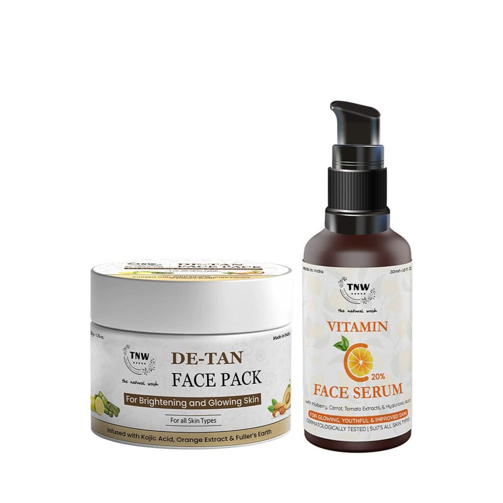 TNW The Natural Wash Vitamin C Face Serum and De Tan Face Pack Combo - TNW The Natural Wash