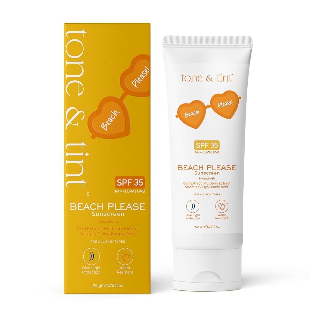 Tone & Tint Hyaluronic Sunscreen SPF 35 PA+++, UVA, UVB | Lightweight, Non-Greasy, No White Cast | Vitamin C Sunscreen for Oily, Dry, Acne-prone Skin | 50 G