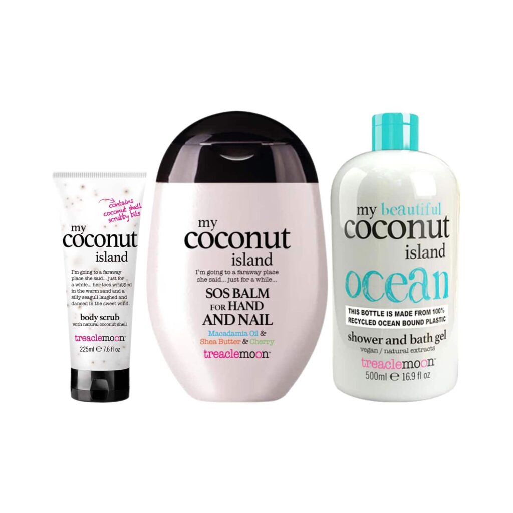 Treaclemoon My Coconut Island Shower Gel + Body Scrub + Hand & Nail Sos Balm Cream Combo - Treaclemoon