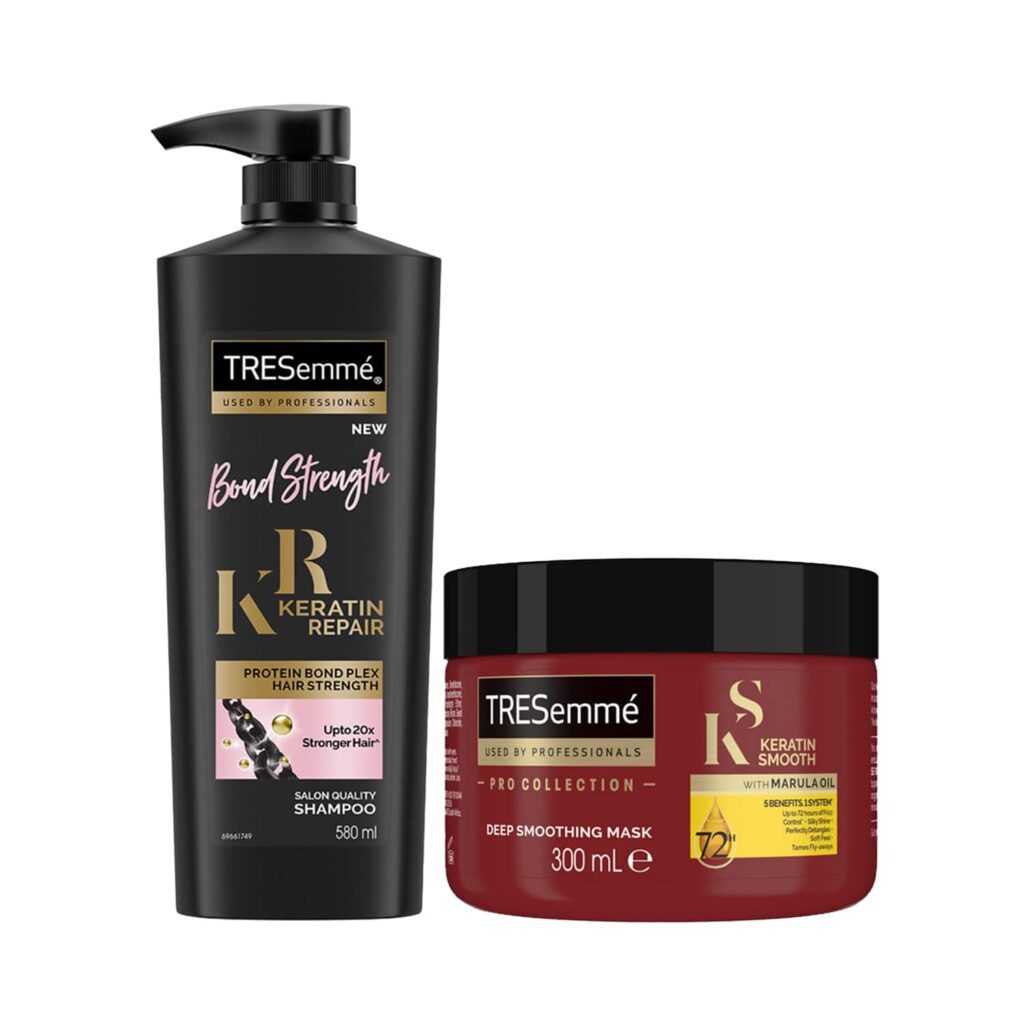 Tresemme Bond Strength Keratin Repair Shampoo (580 ml) + Keratin Smooth Hair Mask (300 ml) - Tresemme